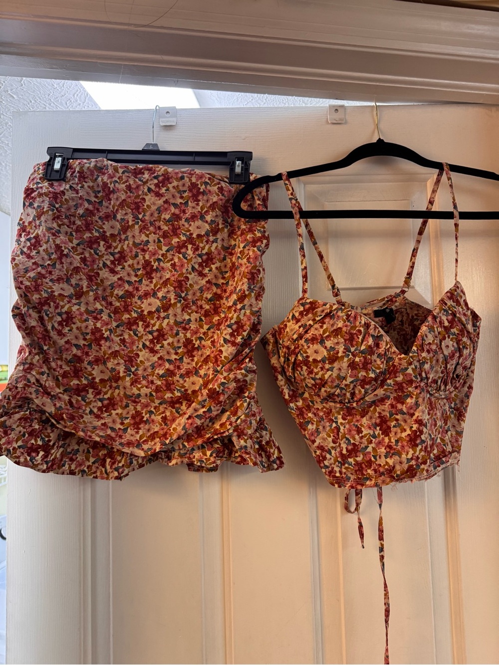Floral Tie-Front Mini Skirt in Pink